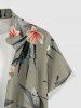 Tropical Leaf Flower Print Hawaii Button Pocket Shirt For Men - Gris 4XL