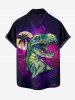 Plus Size Coconut Tree Moon Dinosaur Galaxy Print Hawaii Button Pocket Shirt For Men - Concorde M
