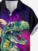 Plus Size Coconut Tree Moon Dinosaur Galaxy Print Hawaii Button Pocket Shirt For Men - Concorde M