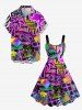 Plus Size Coconut Tree Tape Flamingo Print Hawaii A Line Dress -  