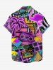 Coconut Tree Tape Flamingo Print Hawaii Button Pocket Shirt For Men - Rouge Rose 5XL