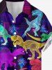 Plus Size Coconut Tree Dinosaur Print Hawaii Button Pocket Shirt For Men -  