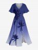 Coconut Tree Ombre Sky Print Plus Size Matching Hawaii Beach Outfit For Couples -  