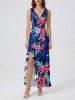 Tropical Leaf Flower Print Matching Hawaii Beach Outfit For Couples - Bleu 