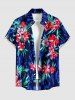 Tropical Leaf Flower Print Matching Hawaii Beach Outfit For Couples - Bleu 