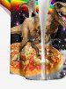 Dinosaur Cat Pizza Rainbow Galaxy Print Matching Hawaii Beach Outfit For Couples -  