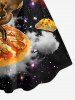 Dinosaur Cat Pizza Rainbow Galaxy Print Matching Hawaii Beach Outfit For Couples -  