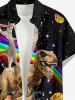 Dinosaur Cat Pizza Rainbow Galaxy Print Matching Hawaii Beach Outfit For Couples -  