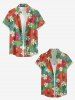 Hibiscus Flower Tropical Leaf Print Matching Hawaii Beach Outfit For Couples - Rouge 