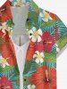 Hibiscus Flower Tropical Leaf Print Matching Hawaii Beach Outfit For Couples - Rouge 