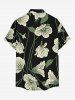 Plus Size Flower Leaf Print Buttons Pocket Hawaii Shirt For Men -  