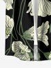 Plus Size Flower Leaf Print Buttons Pocket Hawaii Shirt For Men -  