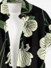 Plus Size Flower Leaf Print Buttons Pocket Hawaii Shirt For Men -  
