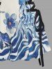 Starfish Jellyfish Turtle Flowers Print Lace Up Hawaii Tank Dress -  