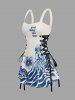 Starfish Jellyfish Turtle Flowers Print Lace Up Hawaii Tank Dress -  