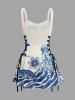 Starfish Jellyfish Turtle Flowers Print Lace Up Hawaii Tank Dress -  