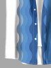 Coconut Tree Sea Waves Print Buttons Pocket Hawaii Shirt For Men -  