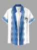 Coconut Tree Sea Waves Print Buttons Pocket Hawaii Shirt For Men -  