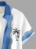 Coconut Tree Sea Waves Print Buttons Pocket Hawaii Shirt For Men -  