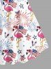 Plus Size Patriotic American Flag Fireworks Flamingo Print Tank Dress -  