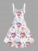 Plus Size Patriotic American Flag Fireworks Flamingo Print Tank Dress -  