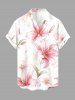 Flowers Leaf Print Buttons Pocket Hawaii Shirt For Men -  