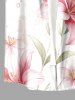 Flowers Leaf Print Buttons Pocket Hawaii Shirt For Men -  