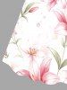 Flowers Leaf Print Cinched Hawaii Dress - Rose  3X
