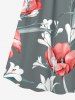 Flowers Leaf Print Surplice Hawaii Cami Dress -  