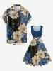 Plus Size Flowers Cat Print Hawaii 1950s Vintage Dress -  