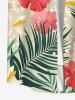 Hibiscus Flower Tropical Leaf Print Buttons Pocket Hawaii Shirt For Men - Vert clair 5XL