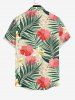 Hibiscus Flower Tropical Leaf Print Buttons Pocket Hawaii Shirt For Men - Vert clair 5XL