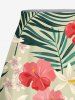 Hibiscus Flower Tropical Leaf Print Split Hawaii Skirt - Vert clair M