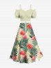 Hibiscus Flower Tropical Leaf Print Split Hawaii Skirt - Vert clair M