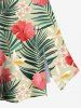 Hibiscus Flower Tropical Leaf Print Split Hawaii Skirt - Vert clair M