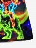 Dinosaur Cat Planet Galaxy Print Hawaii Drawstring Beach Shorts For Men - Noir 3XL