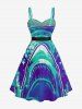 Shark Sea Print Hawaii Button A Line Dress with Removable Belt -  