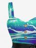 Shark Sea Print Hawaii Button A Line Dress with Removable Belt -  
