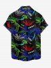 Plus Size Dinosaur Letters Print Hawaii Button Pocket Shirt For Men - Noir 3XL