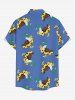 Duck Swimming Ring Print Hawaii Button Pocket Shirt For Men - Bleu 4XL