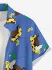 Duck Swimming Ring Print Hawaii Button Pocket Shirt For Men - Bleu 4XL