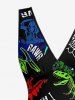 Dinosaur Letters Print Hawaii Ruffles Split Dress -  