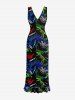 Dinosaur Letters Print Hawaii Ruffles Split Dress -  