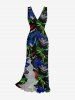 Dinosaur Letters Print Hawaii Ruffles Split Dress -  