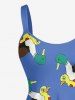 Duck Swimming Ring Print Hawaii A Line Dress - Bleu S