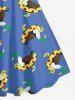 Duck Swimming Ring Print Hawaii A Line Dress - Bleu S