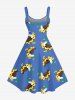 Duck Swimming Ring Print Hawaii A Line Dress - Bleu S