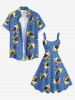 Duck Swimming Ring Print Hawaii A Line Dress - Bleu S