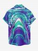 Shark Sea Print Hawaii Button Pocket Shirt For Men -  