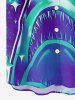 Shark Sea Print Hawaii Button Pocket Shirt For Men -  